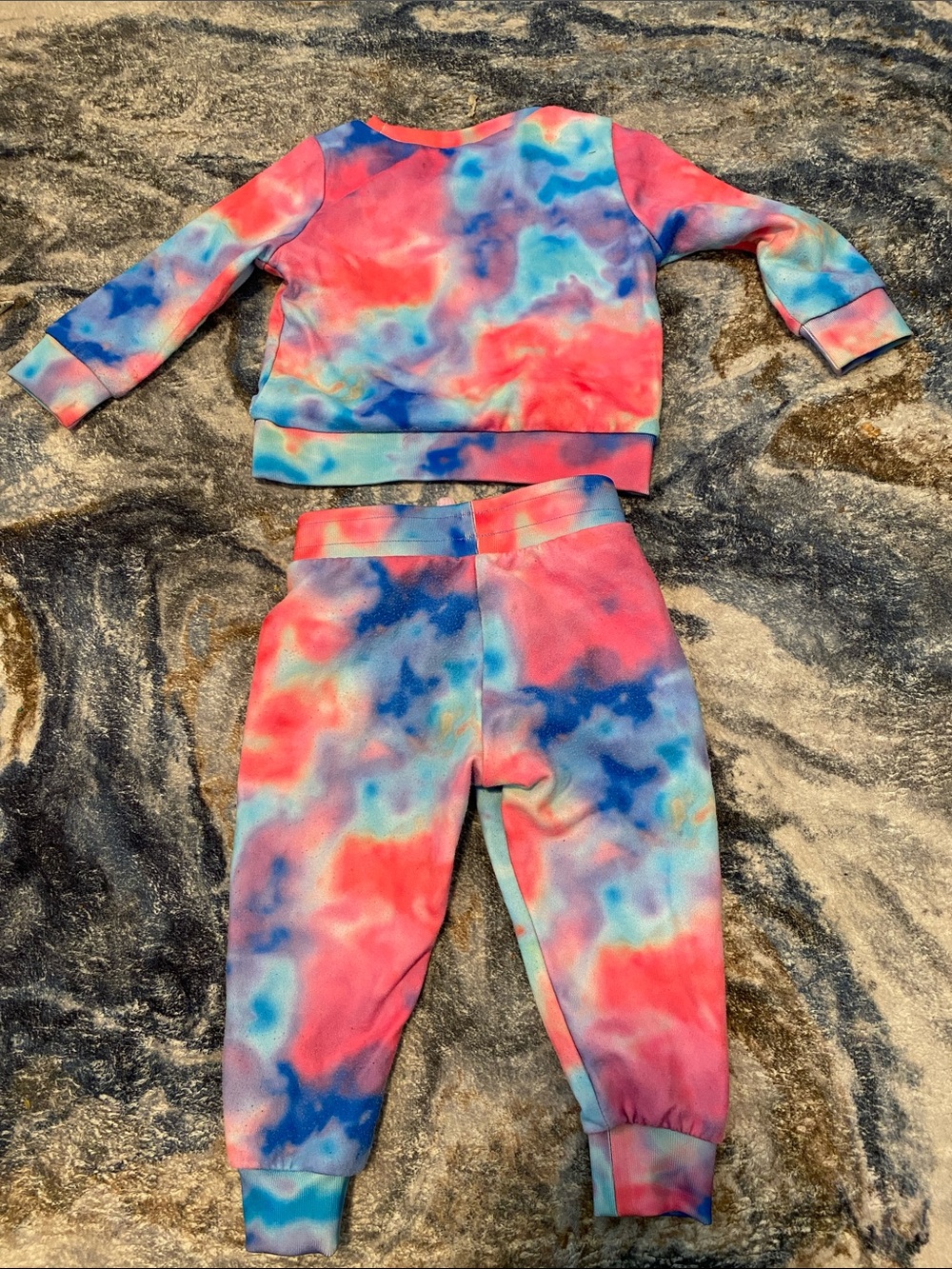 💥 Bonds Set | Tie-Dye Sweatshirt & Joggers - Pink Blue | Size 1 | 12-18 months - Picture 6 of 9